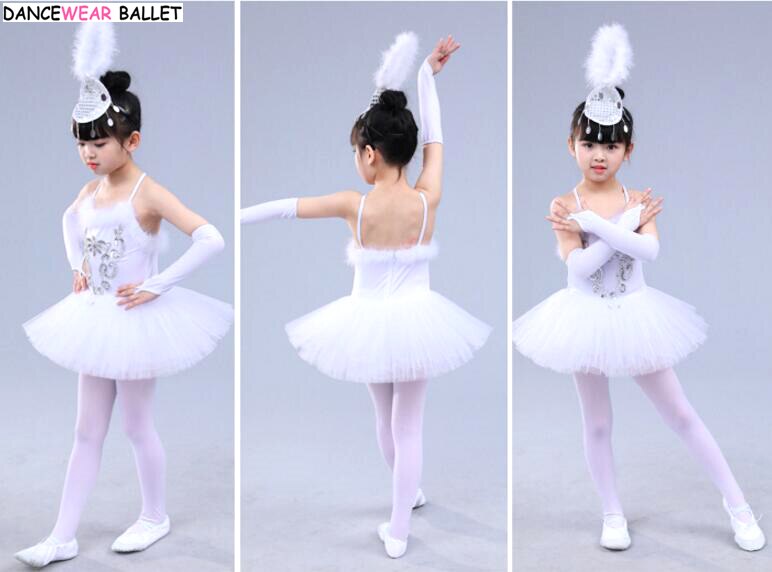 Mädchen Ballett Kleid Art Weiß Schwanensee Tanz Kostüm freundlicher Mädchen Ballett Ballettröckchen Kleid Gymnastik Trikot Dancewear Kostüm + Strumpfhosen