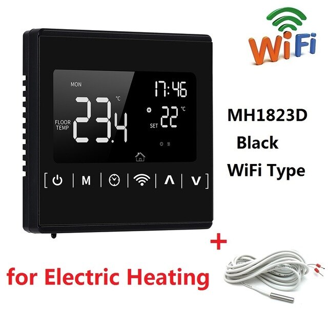 Lcd Touch Screen Warm Vloerverwarming Kamerthermostaat AC85-240V Wifi Temperatuur Controller: MH1823D WiFi Black