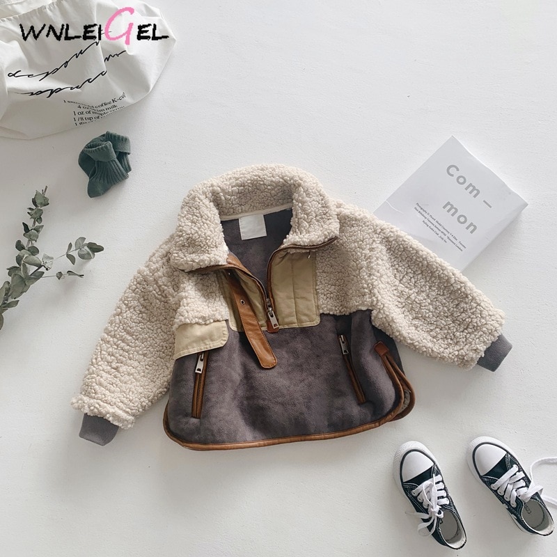 WLG-manteaux d'hiver pour enfants en PU | Vêtements d'extérieur à manches longues et col rabattu, épais et , pour bébés et filles de 1 à 6 ans