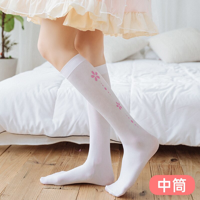 Cat Paw Print Long Socks Over The Knee Socks Lolita Stockings Anime Two-dimensional Cute Cat Footprints White Pantyhose Hosiery: Knee Socks