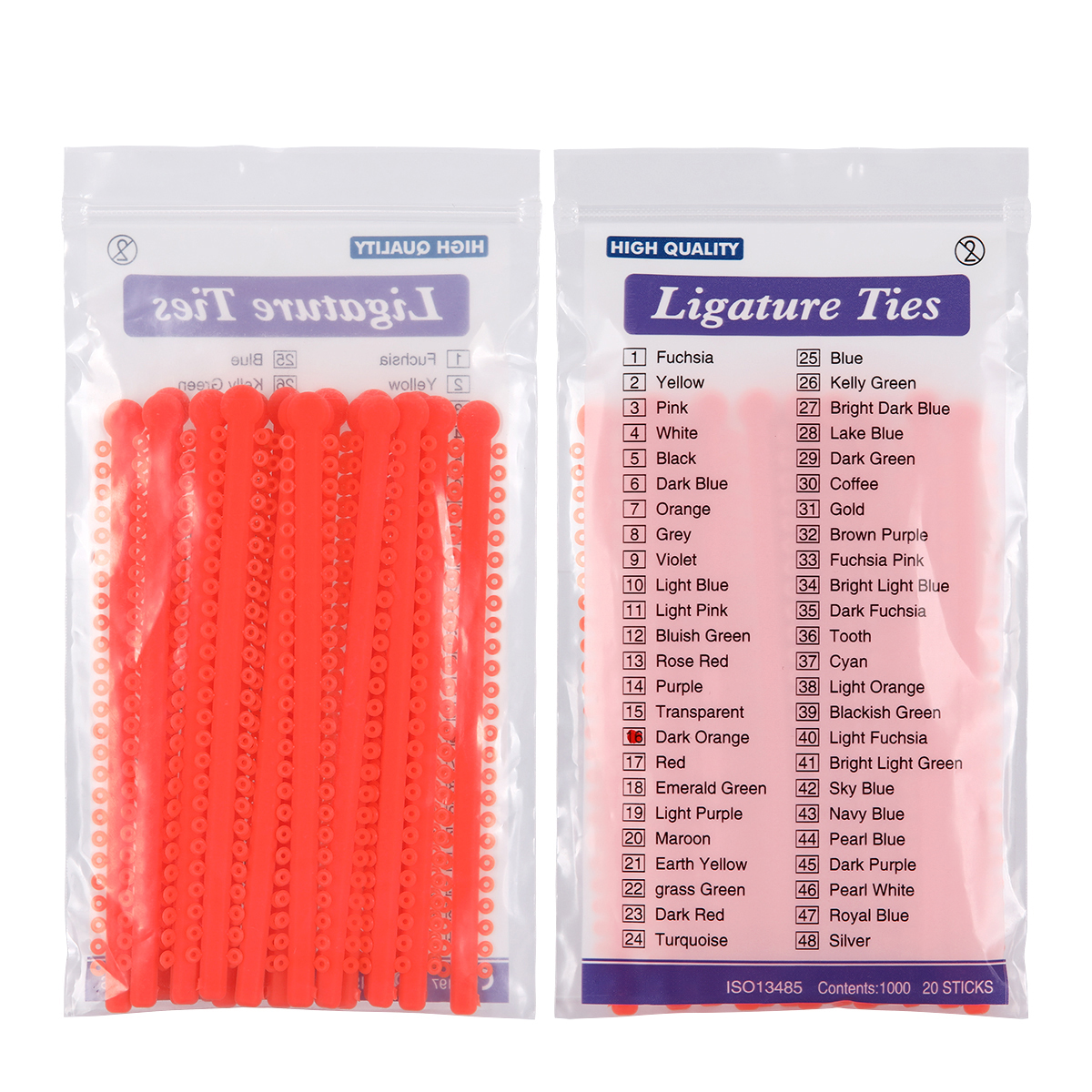 1000 unids/pack AZDENT Dental ortodoncia ligadura elástica bandas ligadura anillo 23 colores suministros de odontología: Blanco