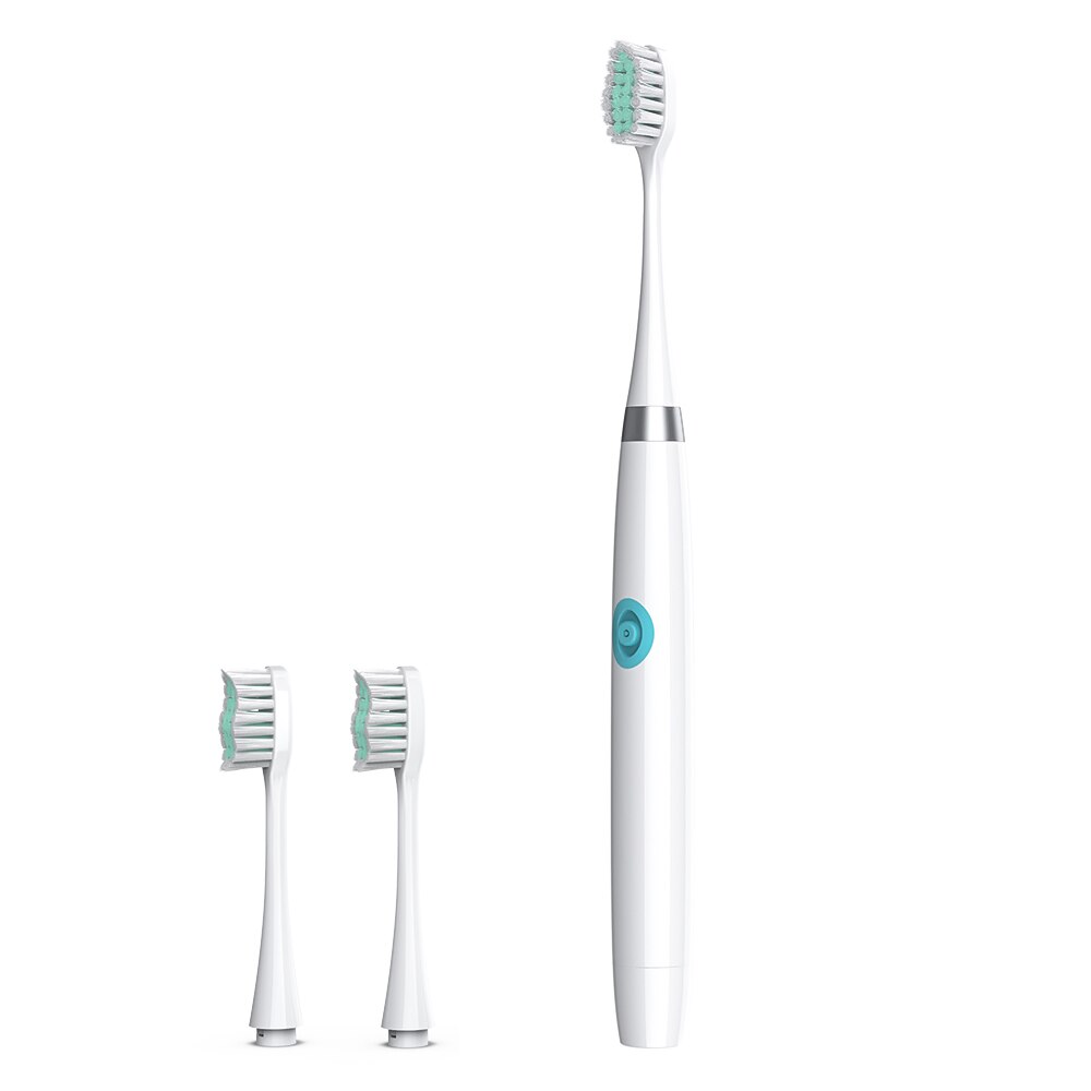 Elektrisk tandborste med 3 borsthuvuden batteridriven munhygien, icke uppladdningsbar vattentät tandborste för xiaomi mijia: Vit