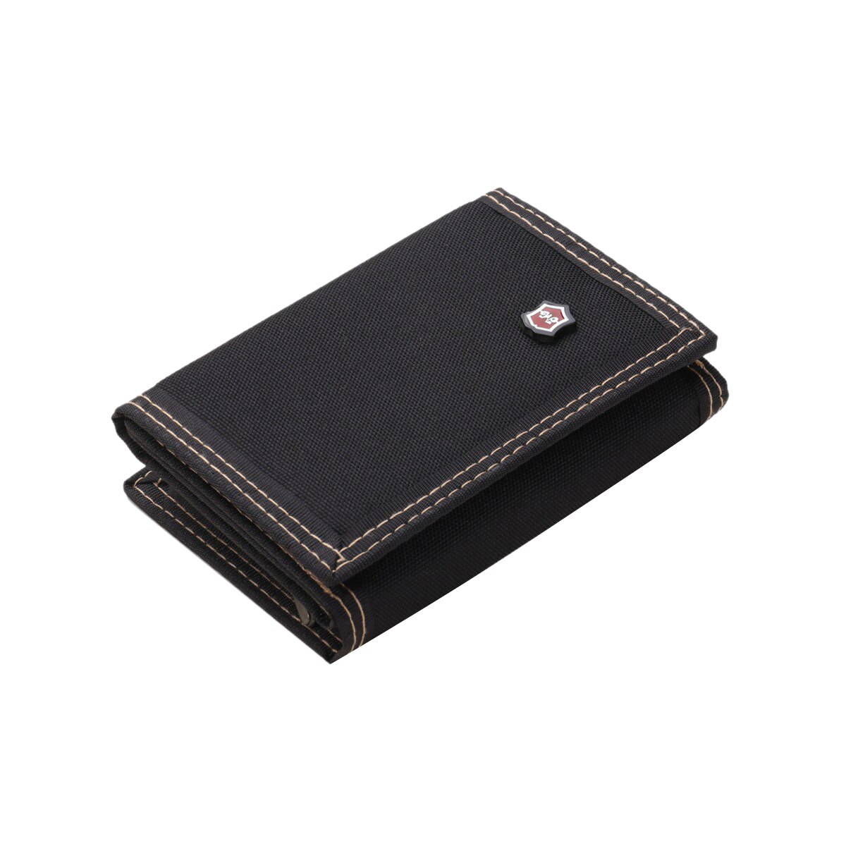 Men Solid Color Wallet Three-fold Coin Purse Canvas Wallet with Velcro Fashionable Card Pack