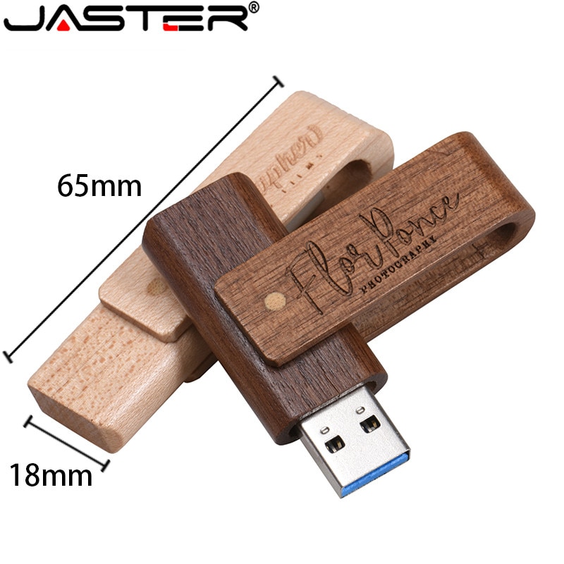 Jaster 4 Model Draaien Houten Logo Usb Flash Drive 4 Gb 8 Gb 16 Gb 32 Gb 64 Gb Usb 2.0 Logo Graveren