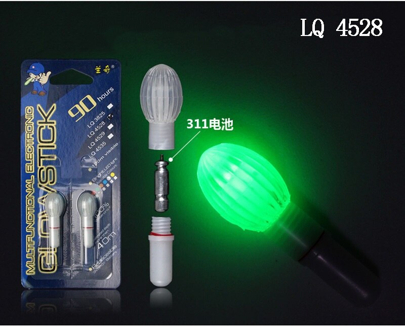 2 stk elektronisk lyspind natfiskerestang lys vandtæt fiskindsamling glødelampe lyser lyspinde  cr311 j066: Lq4528 og batteri
