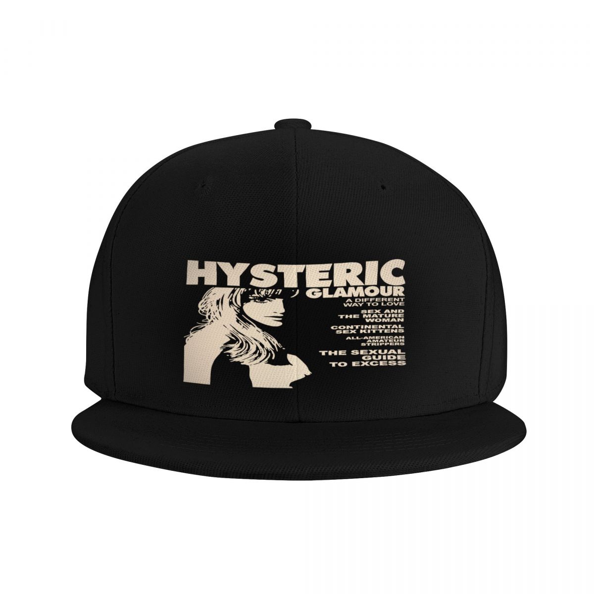 Boné de beisebol preto histérico glamour masculino, chapéu de maneira diferente, bonés esportivos