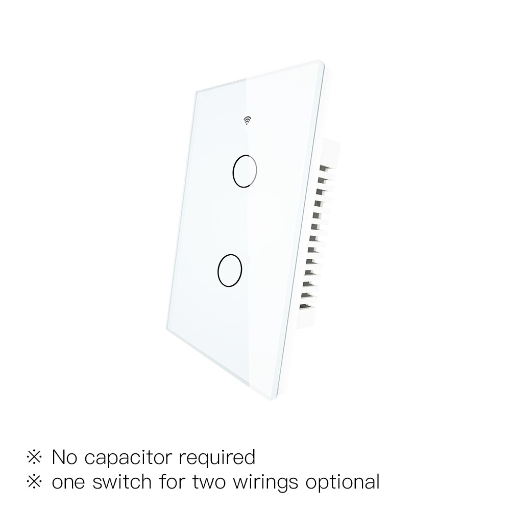 Zigbee Muur Touch Smart Lichtschakelaar Met Neutrale/Geen Neutraal, geen Condensator Smart Leven/Tuya Werkt Met Alexa,Google Hub Nodig: 2 Gang White US