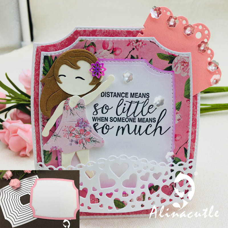 Stansad metallskärning form alinacraft 9pc häckande ram bakgrund scrapbook papper hantverk album kort stanskniv konst cutter die