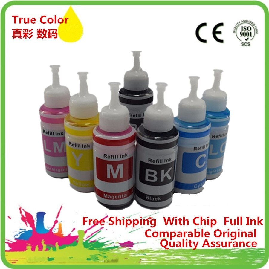 Refill Dye Ink Kit For Epson L800 L801 Printing Inkjet Printer No. T6731/2/3/4/5/6 Use For Refillable Cartridge Ciss: 1SET 1BK 7x70ml