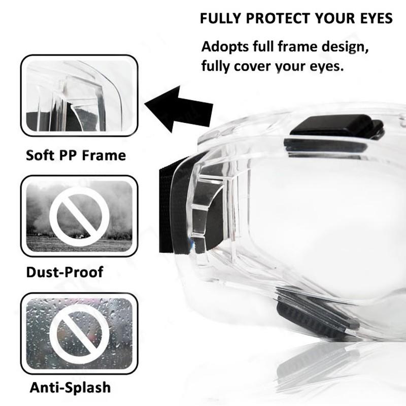 Gennemsigtige sikkerhedsbriller anit-sprøjt beskyttelsesbriller støvtætte sandarbejde laboratorie tandbriller beskyttelsesbriller