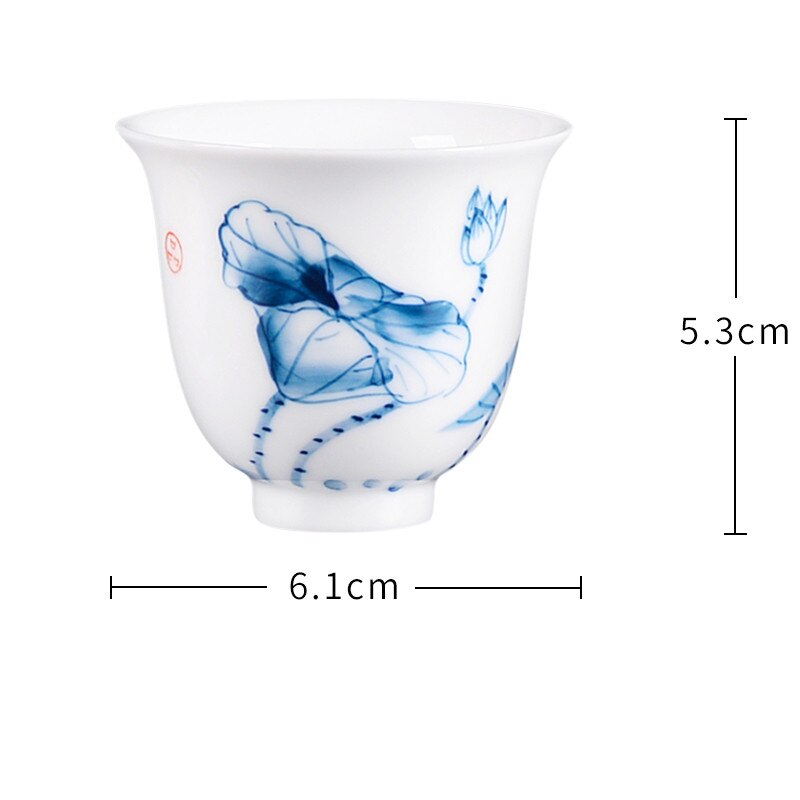 2 Stks/set Blauw En Wit Porseleinen Handgemaakte Keramische Theekopje Chinese Porselein Thee Kom Thee Set Accessoires Persoonlijke Single Cup: D