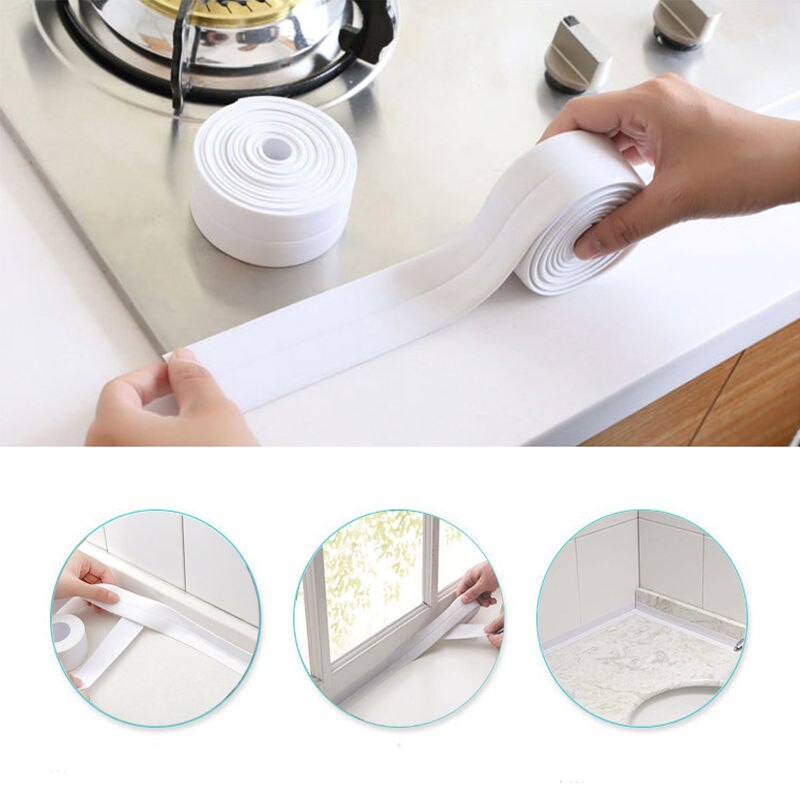 Kitchen Bathroom Shower Sink Bath Sealing Strip Tape Water Proof Mould Proof Tape Self Adhesive Waterproof Wall Sink Edge Tape