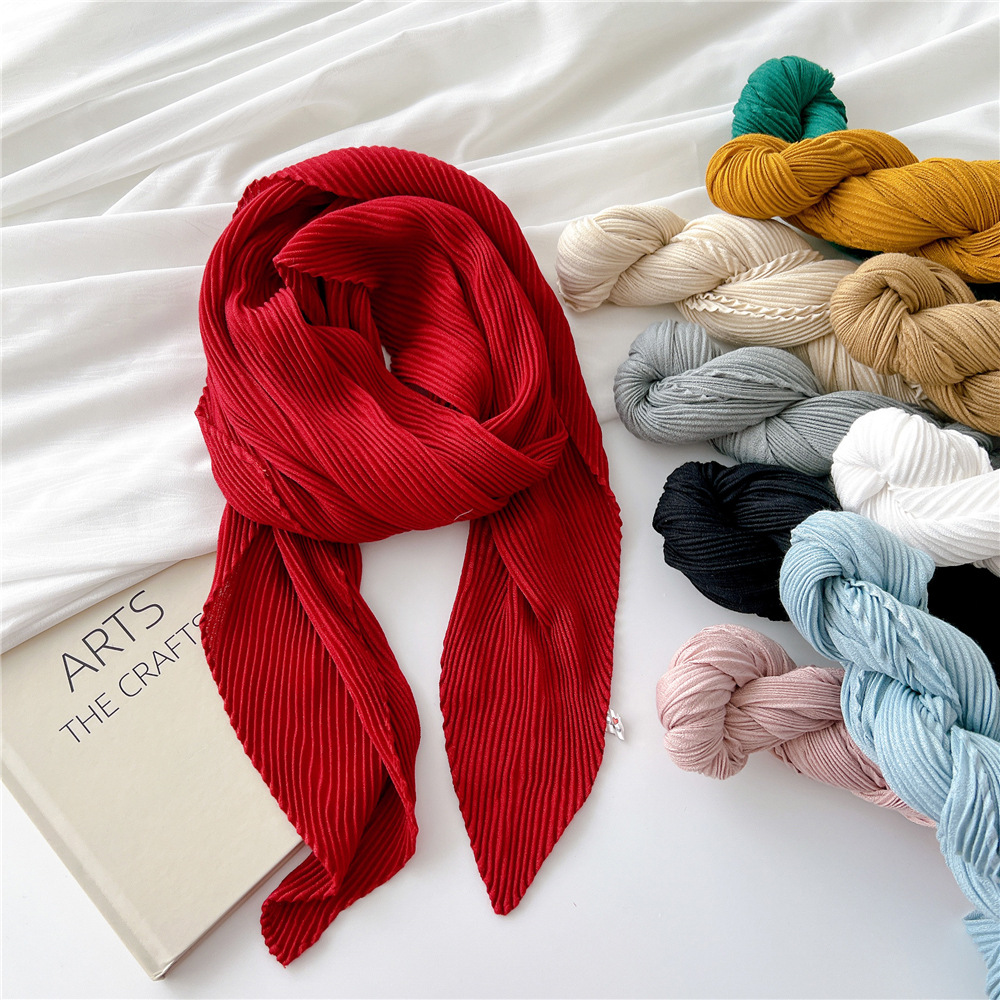Lenços Bandana Grandes para Mulheres, Rugas Hijab, Xales Quadrados, Envoltórios, Lenços Macios de Pescoço de Algodão, Monocromáticos, 90cm