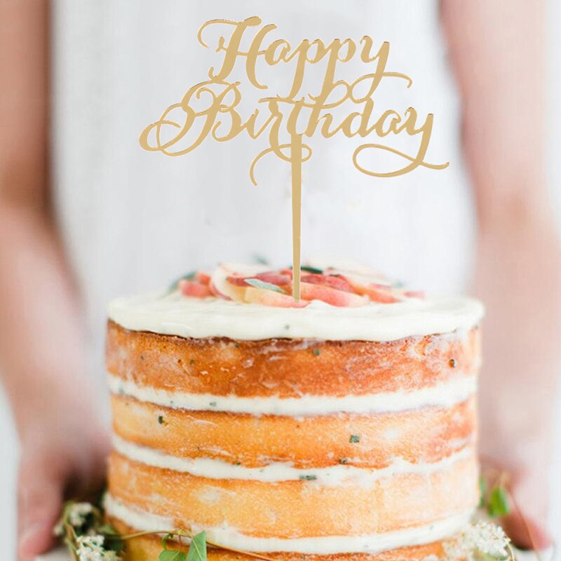 Happy Birthday Cake Decorations Acrylic Cakes Topper Insert Cards Party