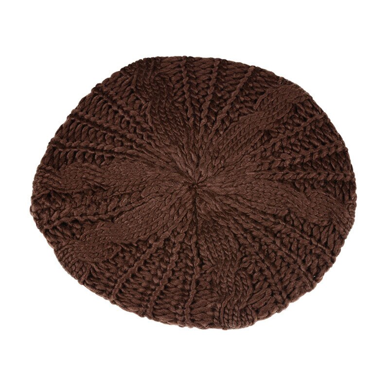 Klassieke gebreide muts, warme wintermuts, skimuts, wollen gebreide damesmuts, effen kleur, 1pc damesbal, wollen muts: Koffie