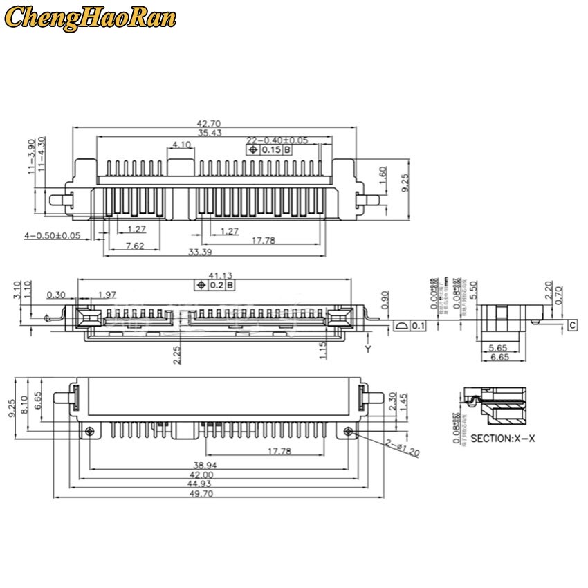 Chenghaoran 10 stk sata stik han smt 7p+15p 22 pin 7+15 stik socket