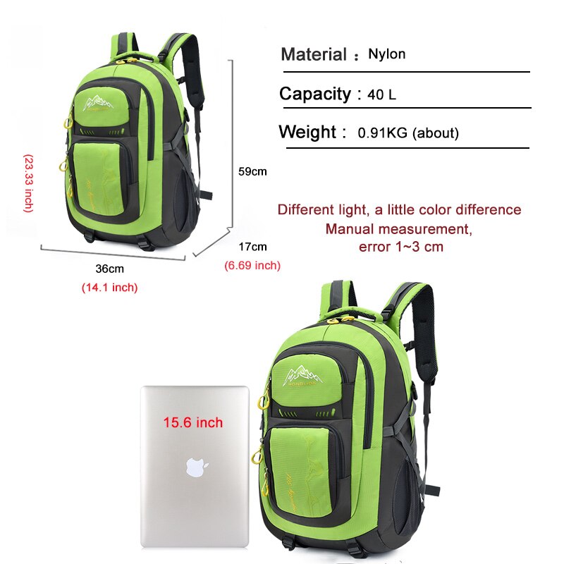 Ungdoms sport ryggsekk herre reise ryggsekk nylon vanntett utendørs tur fjellklatring bag student skolesekk svart