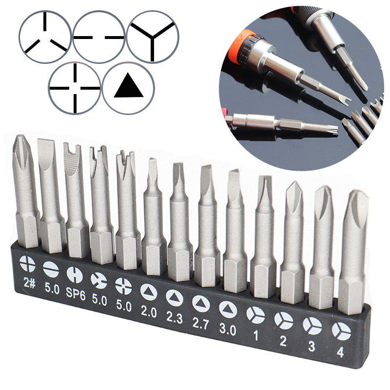 4/7/13 Stuks Speciale Vormige Schroevendraaier Set 50 Mm U-vormige Y-Type Driehoek Innerlijke kruis Drie Punten Schroevendraaier Bit Boor Onderdelen Tool
