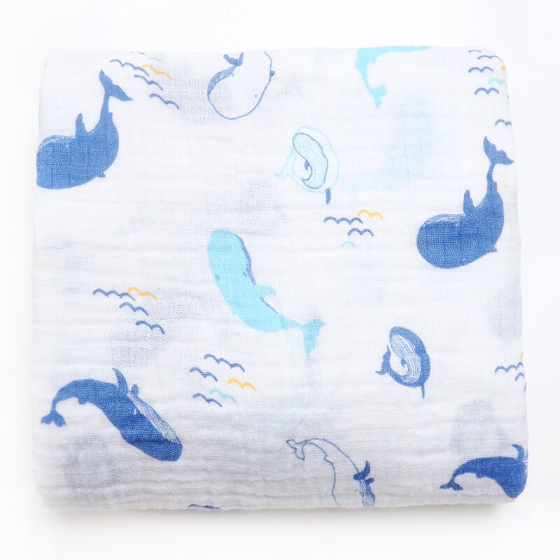 Muslinlife 1 Pc 100% Cotton Baby Swaddles Soft Breathable Blankets Style Gauze infant wrap Newborn Baby Receiving Blanket: whale