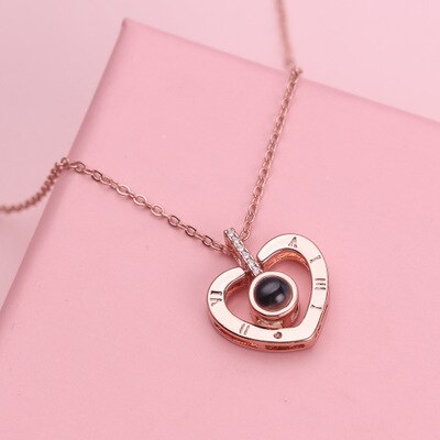 Della lega di Amore Del Pendente di 100 Lingue I amore voi Scuotendo Suoni con la Proiezione Clavicola Catena Della Collana Del Maglione: 01