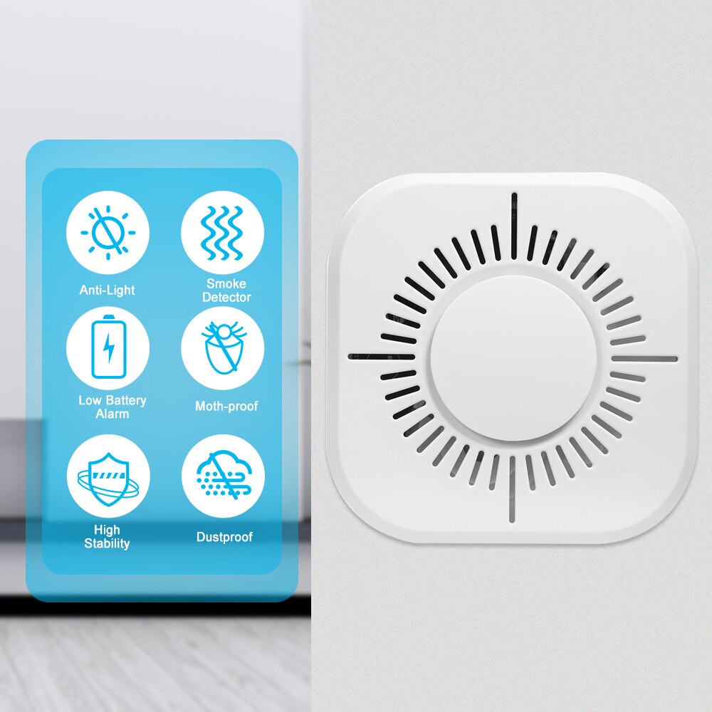 Standalone Photoelectric Smoke Alarm High Sensitive Wireless Smoke Detector Fire Protection Sensor For Home Kitchen