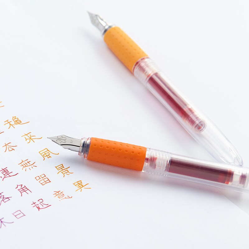 Korean Monami OLIKA Transparent Candy Color Ink Fountain Pen Set 0.38mm Meduim EF Nib School PVC Plastic Sign Pen Ink Cartridge