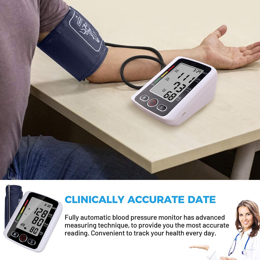 Arm Automatic Blood Pressure Monitor BP Sphygmomanometer Pressure Meter Tonometer for Measuring Arterial Pressure