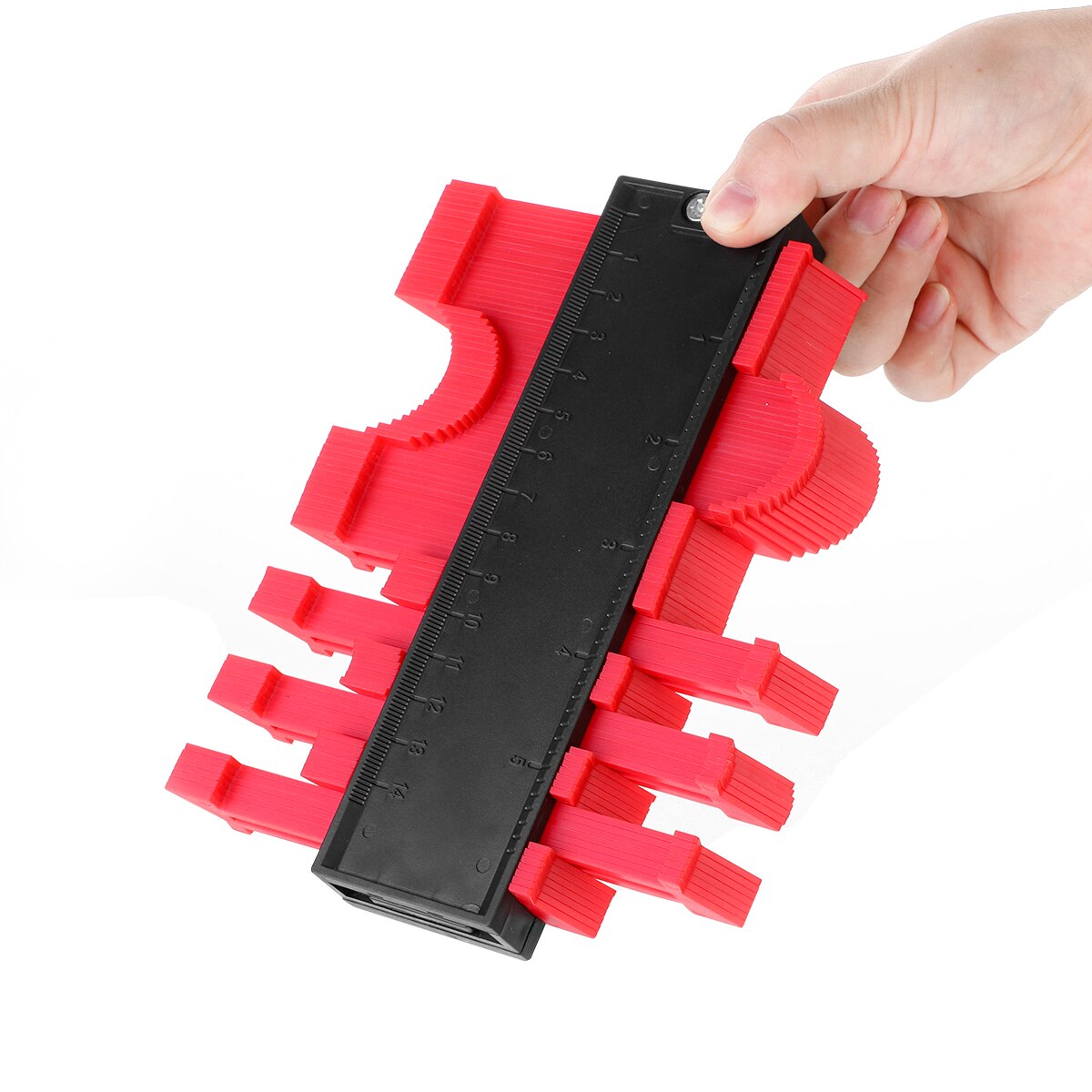 Contour Gauge Plastic Profiel Kopie Contour Meters Standaard Hout Markering Tool Betegelen Laminaat Tegels Gereedschap Profiel Meetinstrumenten: 14cm red