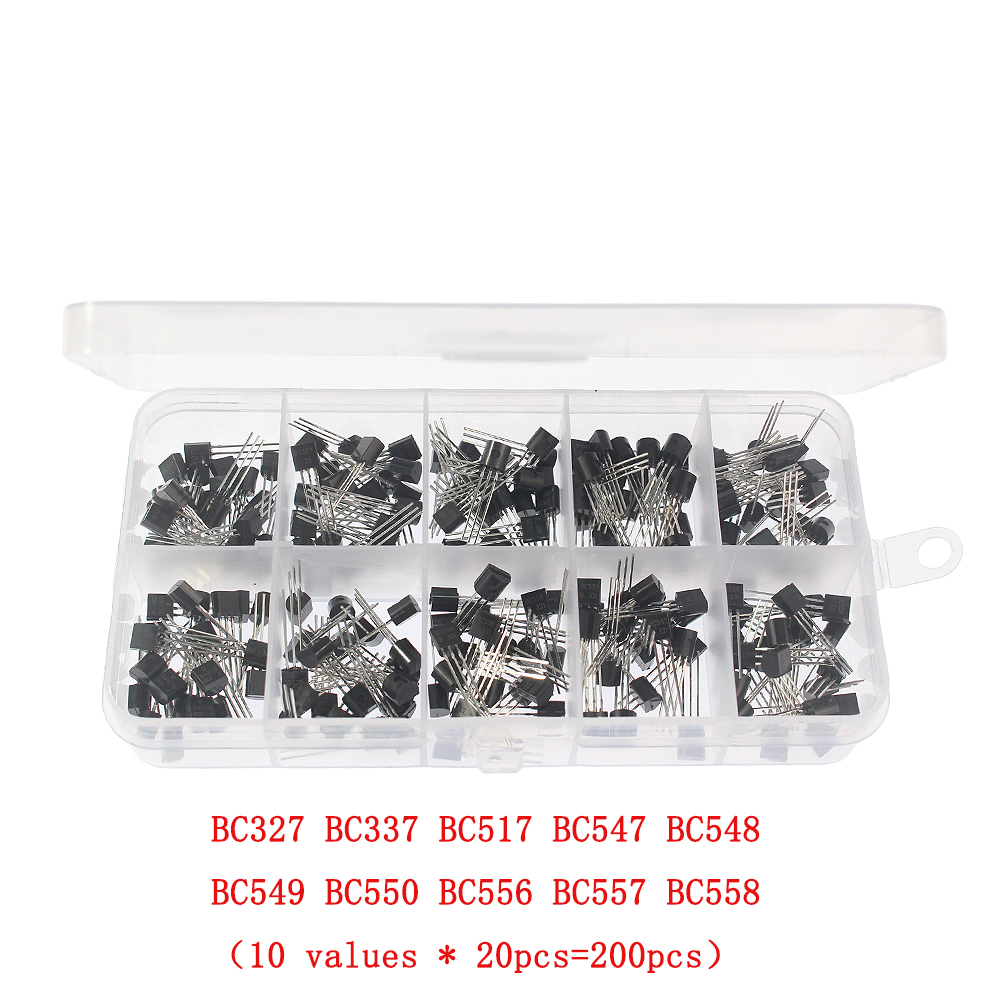 50-900PCS Transistors kit NPN PNP S8050 S8550 S9012 2N3904 2N3906 C1815 A1015 MJE13001 BC327 BC337 BC517 BC547 BC548 BC549 BC558: army green