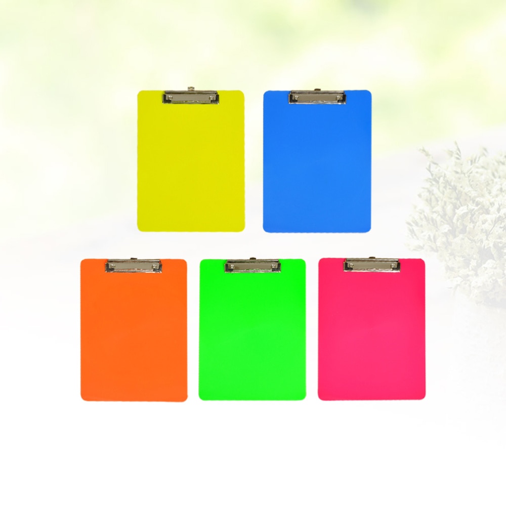 5pcs Clipboard Durable Colorful A4 Plastic Clip Board Paper Clipboard File Binder Holder for Office Home School