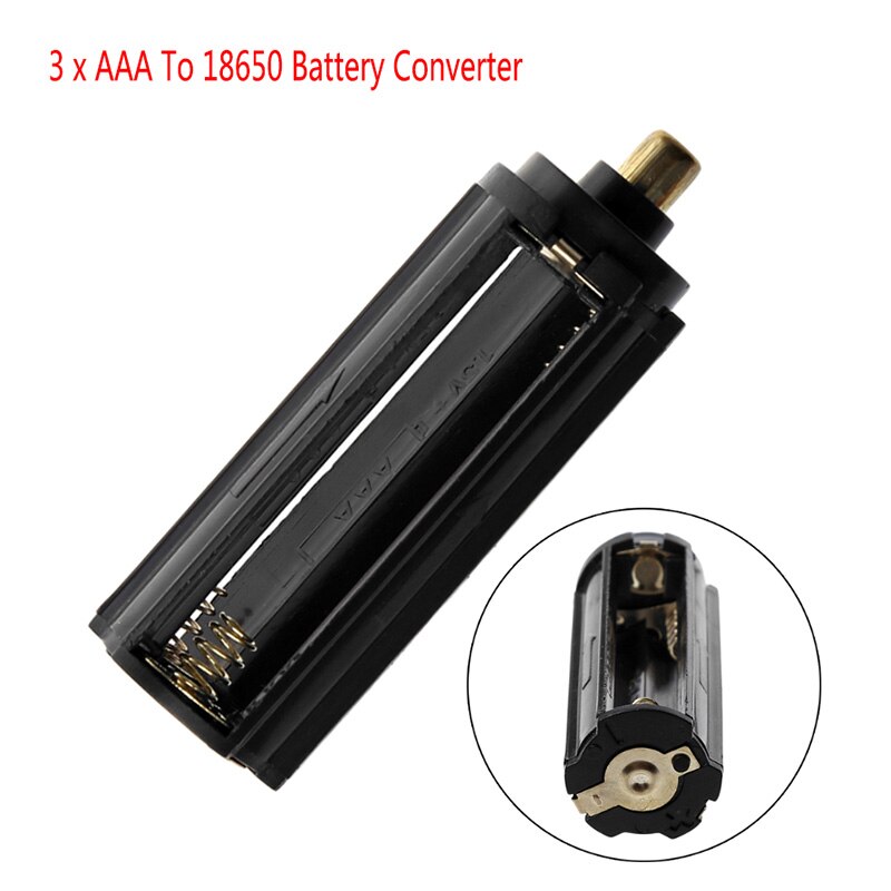 Zwarte Cilindrische Type Plastic Batterij Houder Voor 3x Aaa 18650 Batterij Converter Box Zaklamp Lamp Adapter Case Converter