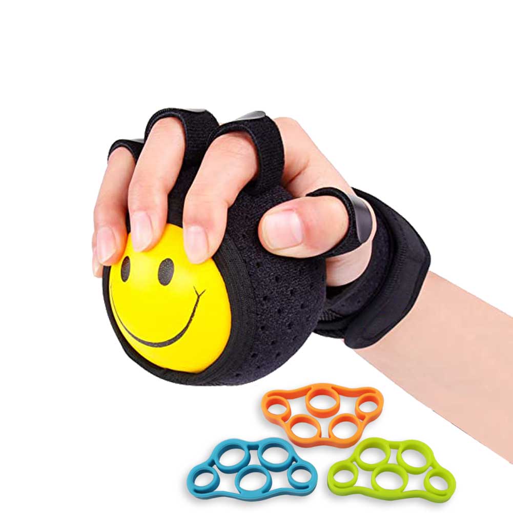 Finger Grip Power Traing Ball Anti-Spasticity Exercise Massage Orthosis Rehabilitation Fitness Exercise Protector Cover Stroke: massage with gift