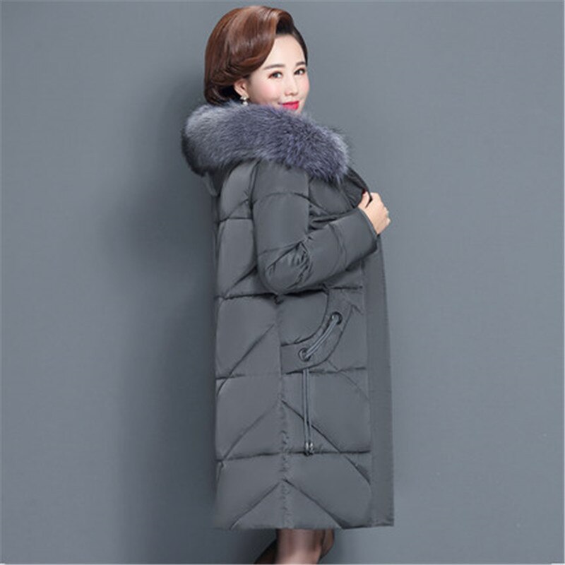 Plus size 6xl vinterjakke dame dun bomuldspolstret tøj dame casual slim parka midaldrende frakke overfrakker  v1011: Grå / Xl