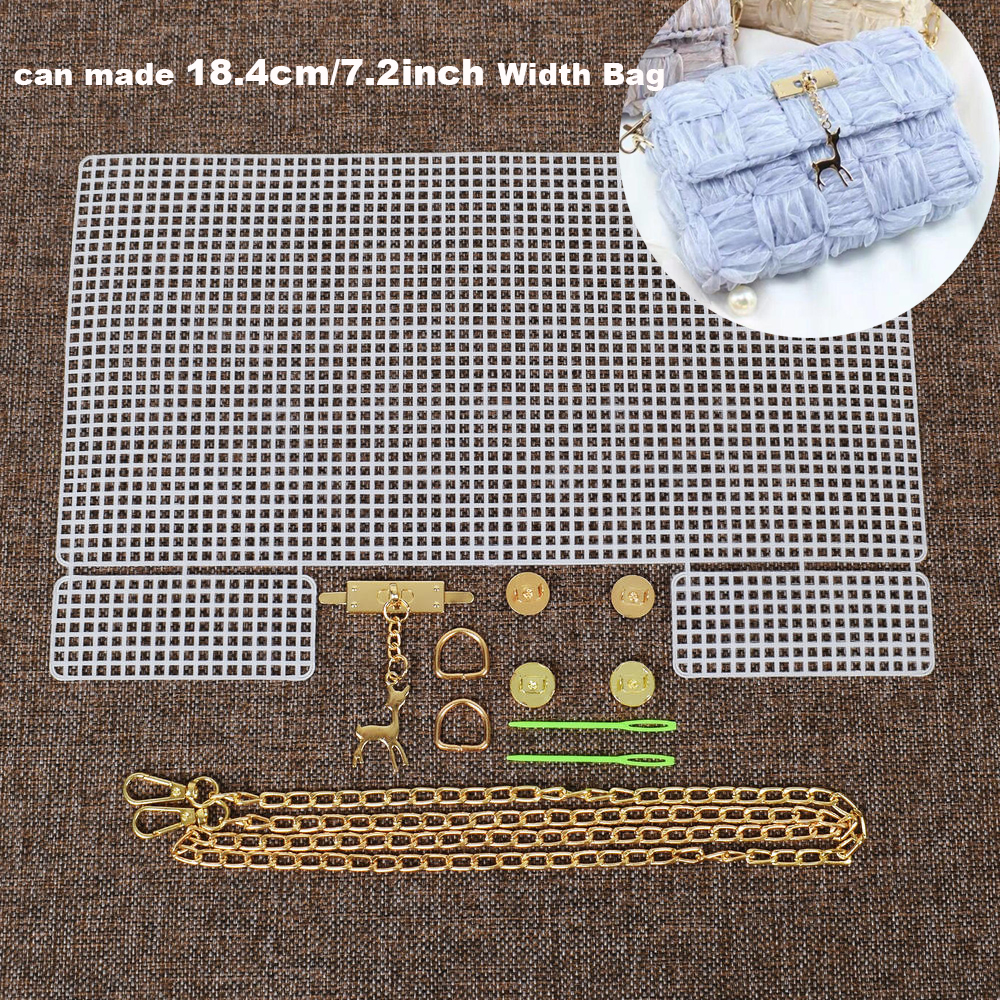 Kit em plástico de tecelagem manual DIY, 6 partes por conjunto, capa líquida branca para bolsa, acessórios feitos à mão