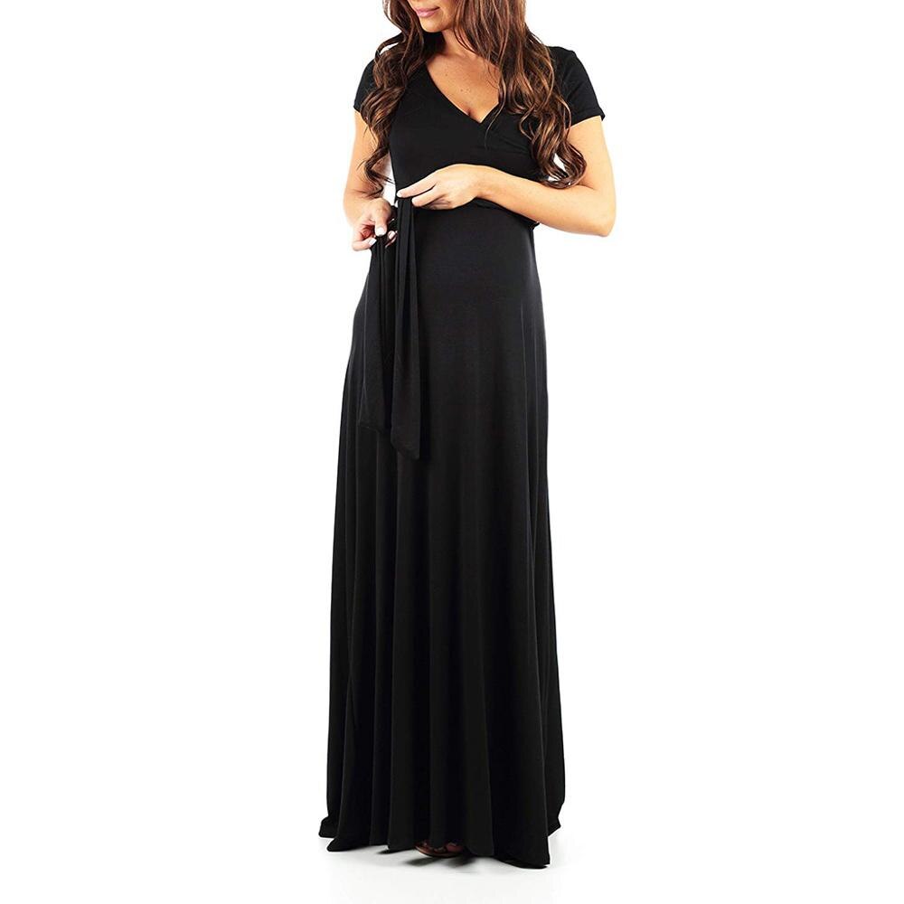 Maternity Dresses Solid Color Women Pregnant Sashes Sundress Clothes For Pregnancy Birthday Party Evening Long Dresses Summer