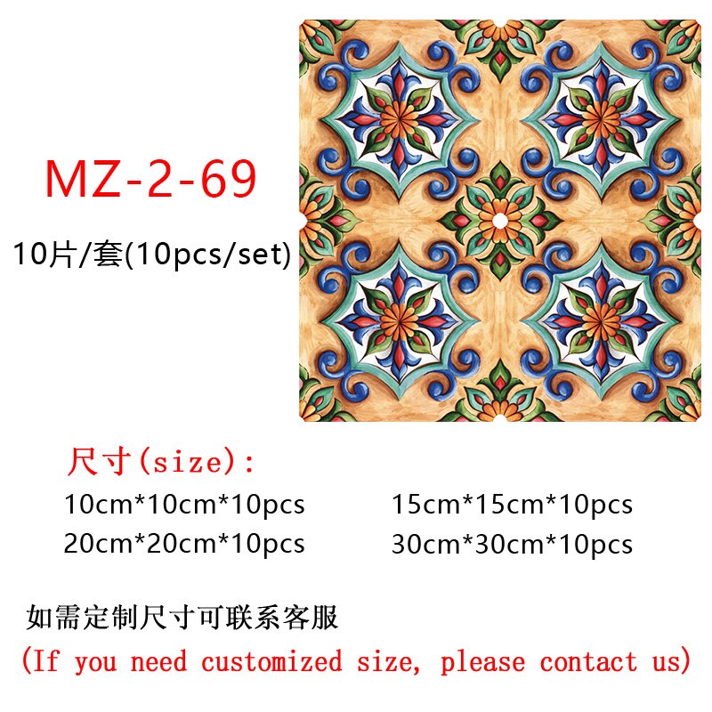 Autocollant Mural carreaux cristal dur | Motif fleurs, 10 pièces/ensemble, mur autocollant pour cuisine, salle de bain, rénovation, décor de maison, papier peint, Art Mural