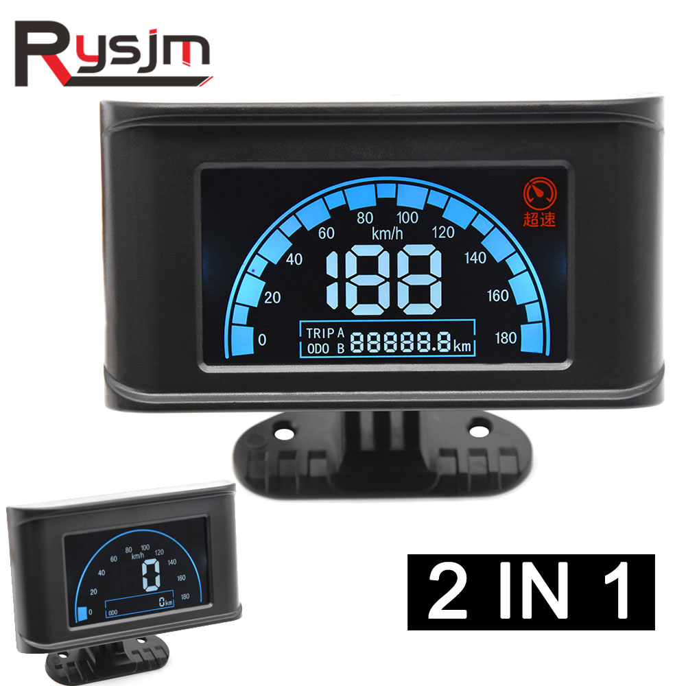 Auto Snelheid Meter Vrachtwagen Motorfiets Digitale Instrument Snelheidsmeter Kilometerteller Verstelbare Panel Display Lcd Gauge Overspeed Alarm