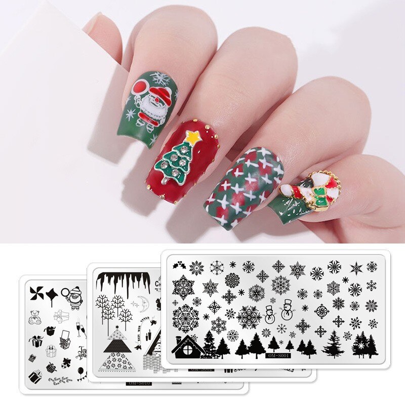 1Pcs Halloween Nail Stamping Plates Pumpkin SPider Pattern Plate Christmas Snowflake Santa Nail Art Image Stamp Templates OMS112