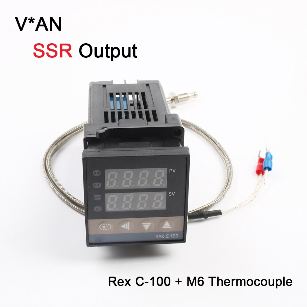 REX-C100 Digital PID Temperature Controller Thermostat SSR output Max40A SSR Relay K Thermocouple Probe RexC-100 110V ~240V: Set 1