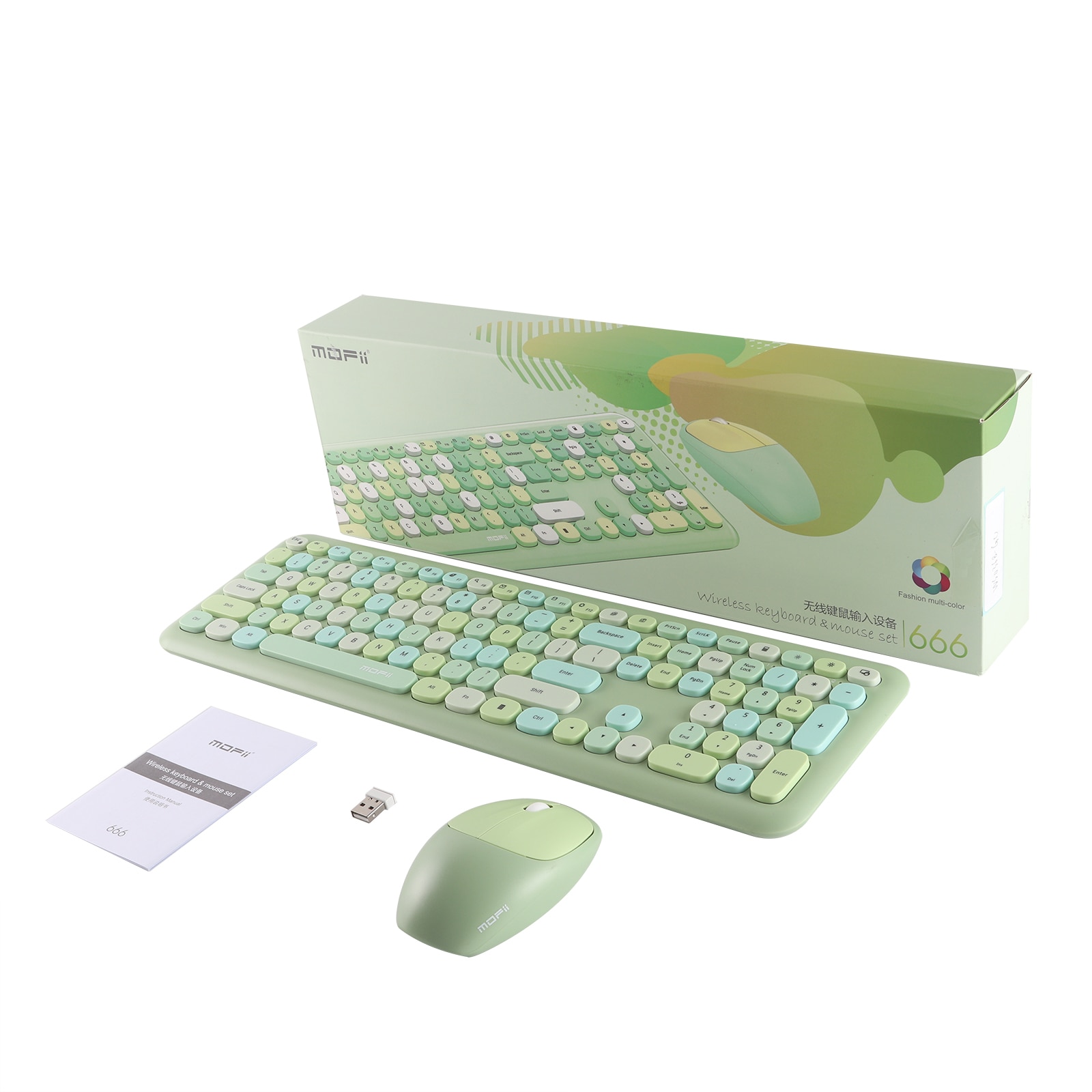 Wireless 2.4G Keyboard Mouse Combos Optical Mouse 110 Keys Portable Keypad Green Ergonomic Keyboard And Mouse For Laptop PC