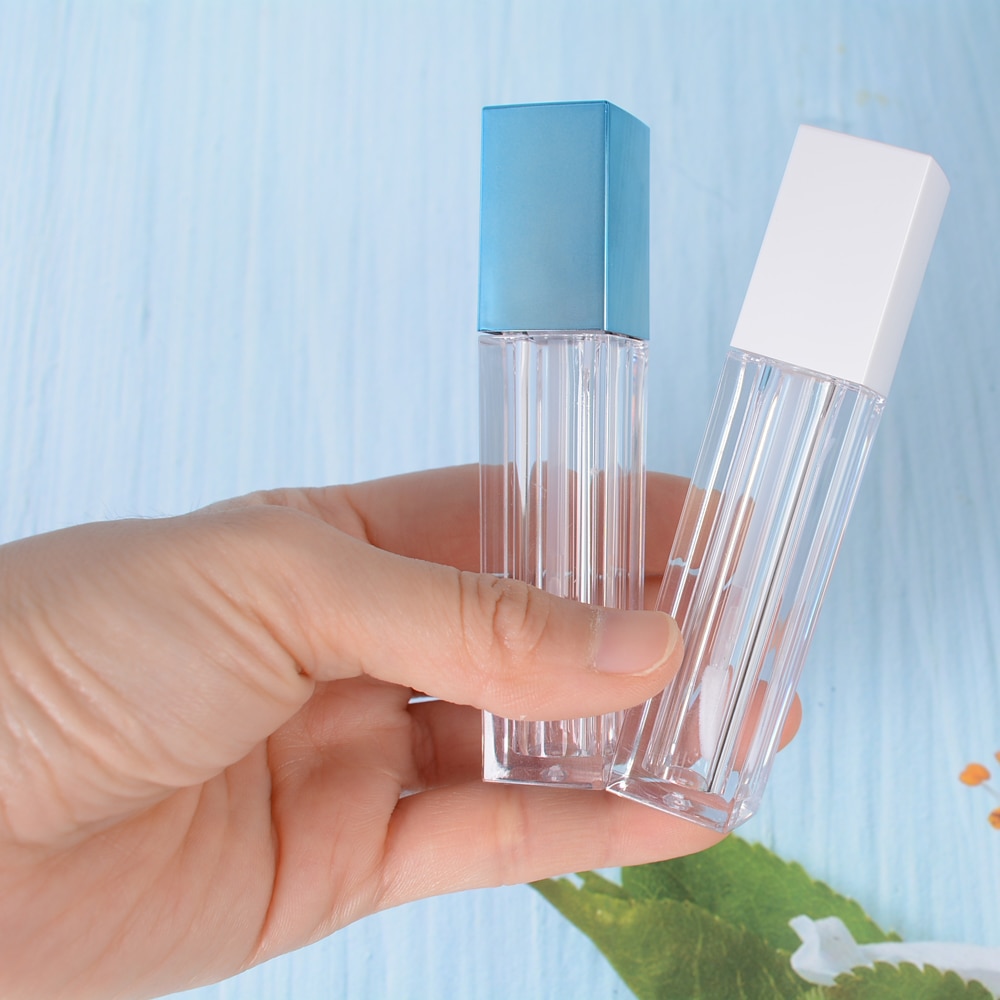 1Pc 5.5Ml Vierkante Blauwe Wit Make Liquid Lege Lipstick Lipgloss Buizen Transparante Cosmetische Hervulbare Flessen Container
