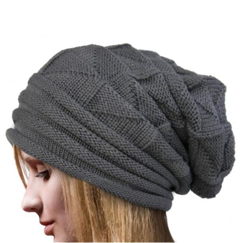 Vrouwen Winter Gehaakte Muts Wollen Gebreide Beanie Warm Caps 10.16: Gray