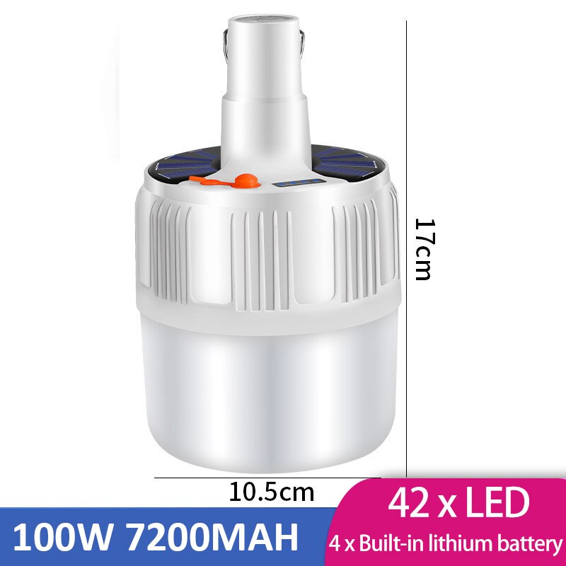 100W Camping Laterne Solar-LED Camping Licht Mini Tragbare Laterne Zelt Camping Lampe DC/Solar Wiederaufladbare Notfall Licht: 100W7200MAH NORemote / US PLUG
