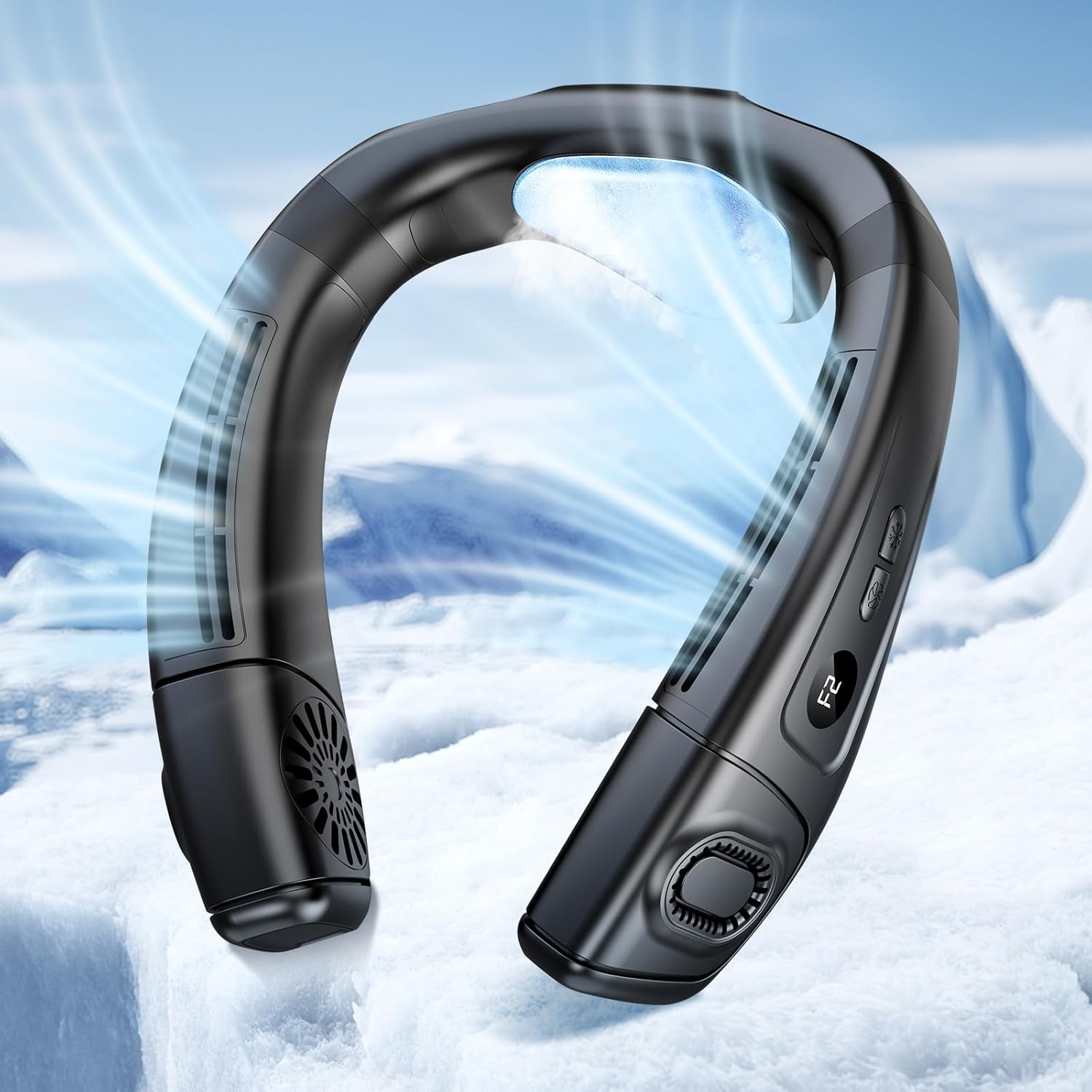 Neuer Halsventilator, bläst kalte Luft, 5200 mAh, batteriebetrieben, wiederaufladbar, tragbar, Kühlgerät, Ventilator, blattloser Ventilator, persönlicher Ventilator für den Außenbereich