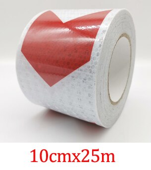Cinta adhesiva de advertencia de seguridad, Material reflectante de 10cm de ancho, película reflectante para seguridad de camiones: 10cmx25m