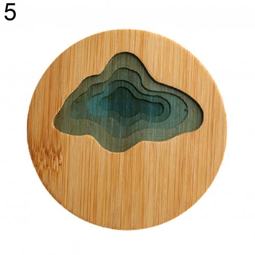 Round Cup Pad Epoxy Resin Transparent Bamboo Insulation Pad Landscape Pattern Coaster Tea Cup Holder Mat For Kitchen: 05