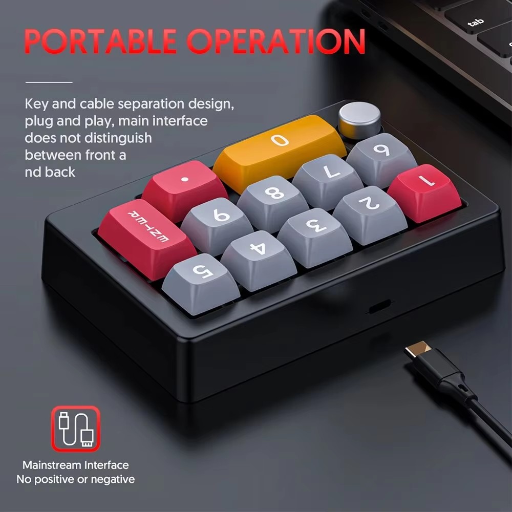 K808 Mini Keyboard 13 Key Macro Programmable Fully Swappable Mechanical Switch 7 Color RGB Light Gaming Mechanical Keyboard