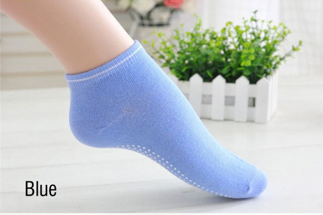 Yogasokker skridsikre til træning skridsikre sokker med greb pilates sportssokker til kvinder damer piger barfodet motion fitness: Blå