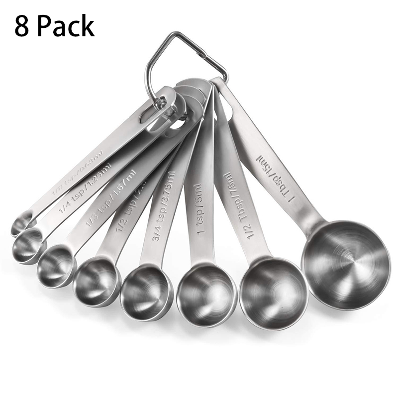 Måleske i rustfrit stål, måleske kopper til tørre og flydende ingredienser 6 pakke  / 7 pakke  / 8 pakke  / 9 pakke: 8 stk