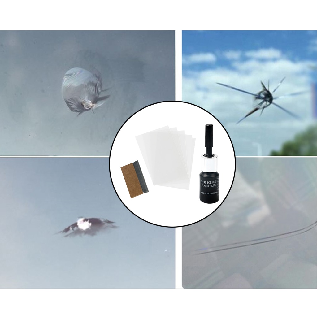 Windshield Repair Kit Car Wind Glass Chip Crack Repairing Resin +Strips +Blade